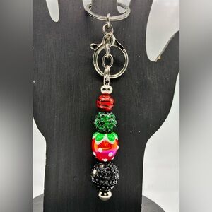 Strawberry Beaded Keychain